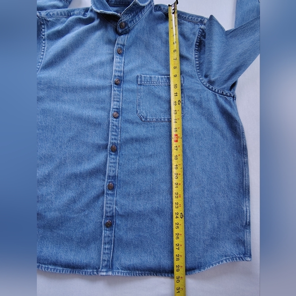 Express Blue Button-Up Denim Shirt Size XL - Picture 5 of 8